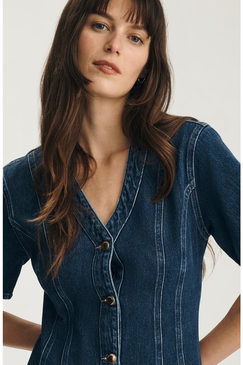 Kristy Cotton Denim Shirtdress, Alternate, color, DARK GOLD PREMIUM