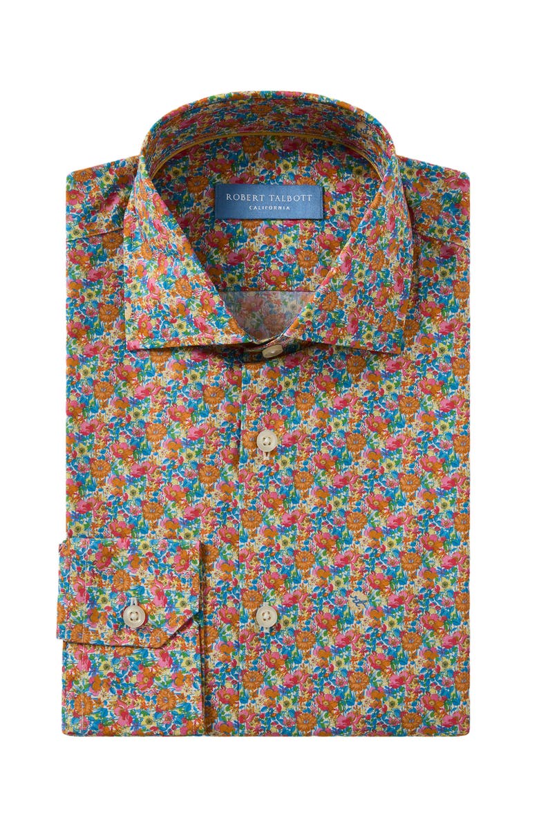 Robert Talbott Reynolds Printed Floral Shirt, Alternate, color, Blue Multi