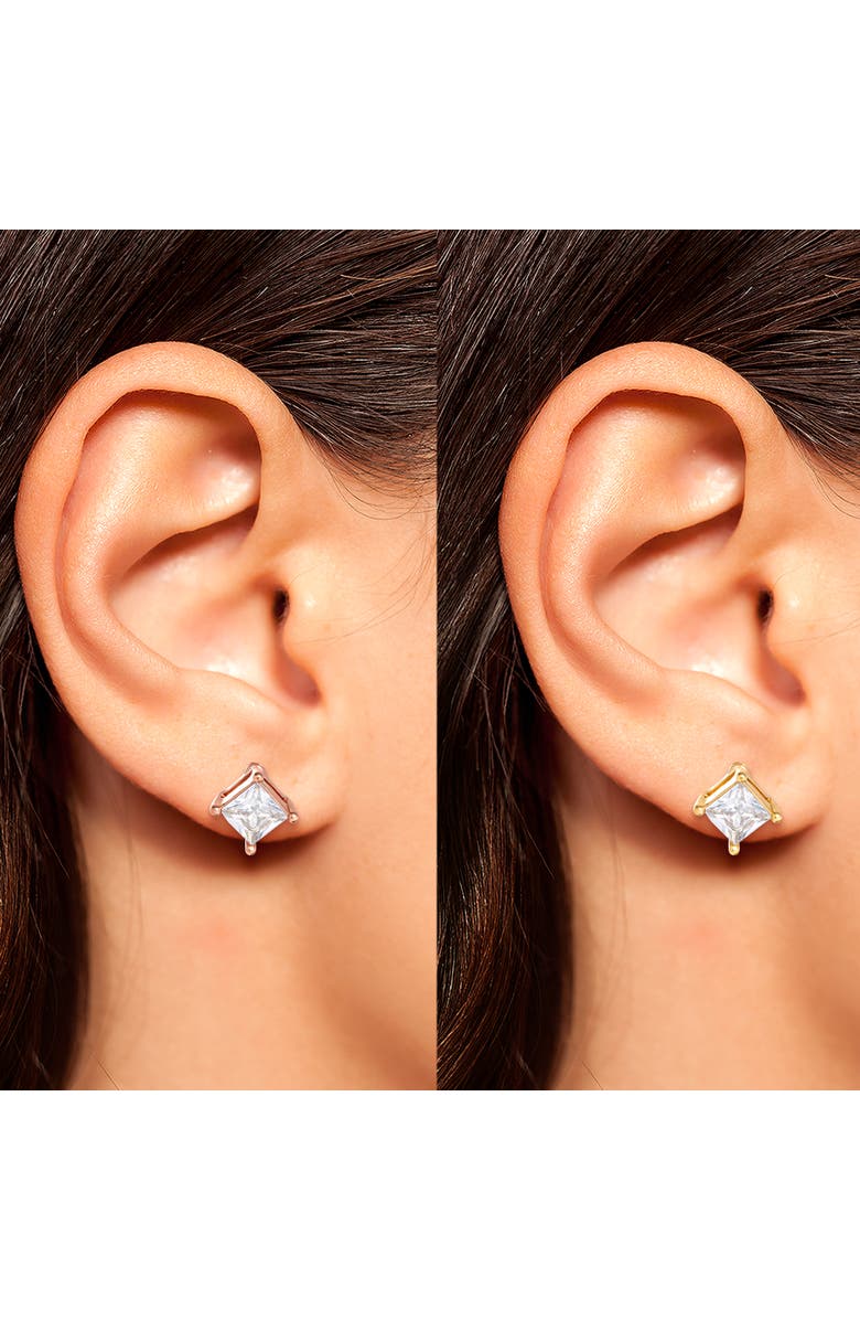 Jessica Simpson Square-Cut Crystal Stud Earrings Set, Alternate, color, Pink Gold Tone