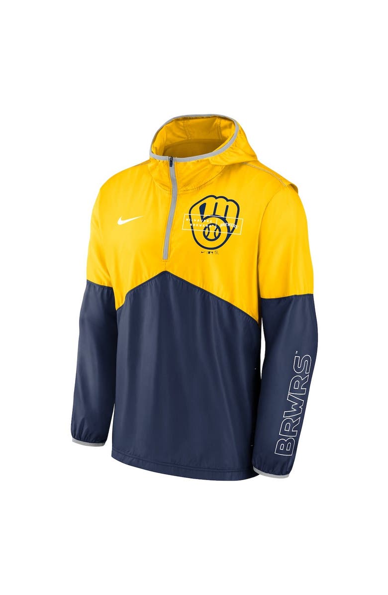 Nike Men's Nike Gold/Navy Milwaukee Brewers Overview Half-Zip Hoodie Jacket, Alternate, color, 