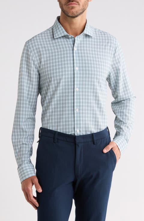 Slim Fit Performance Plaid Dress Shirt