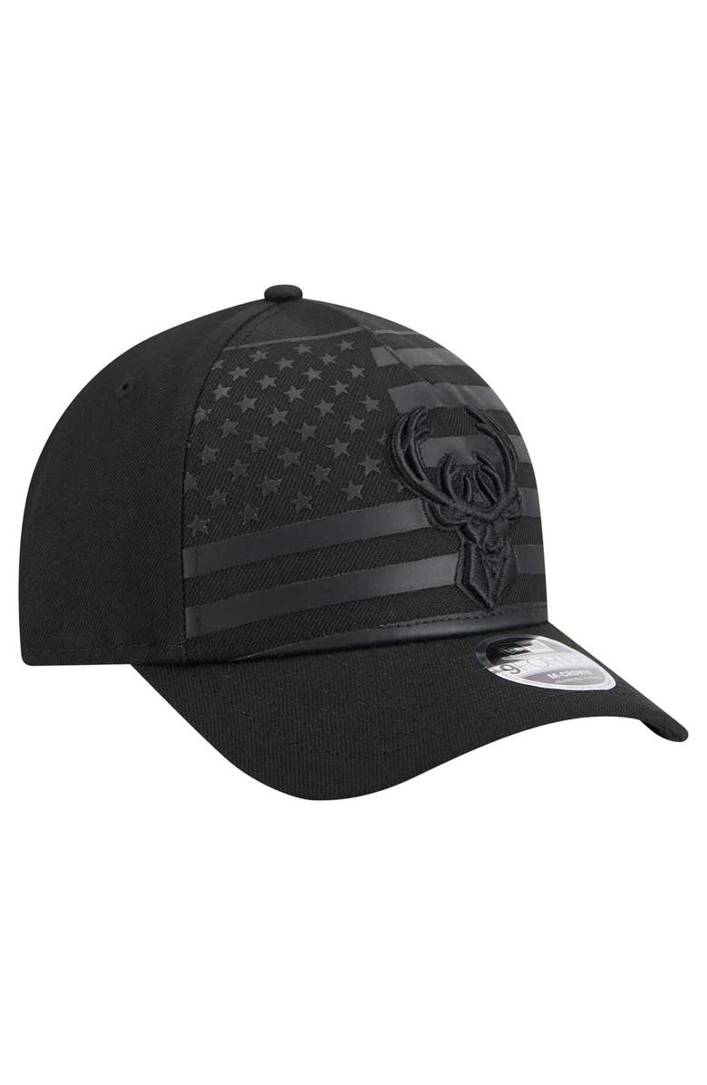 New Era Men's New Era Black Milwaukee Bucks Game Day Flag A-Frame 9FORTY Adjustable Hat, Alternate, color, Black