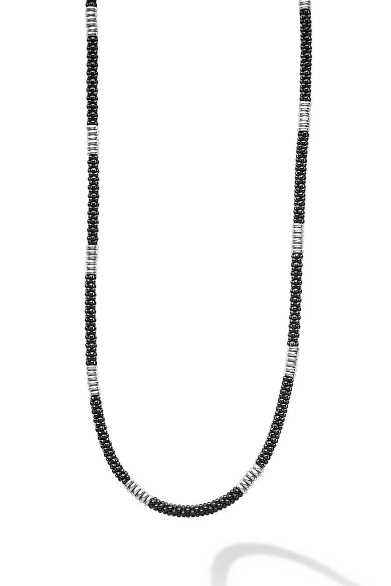 Black Caviar Ceramic Station Necklace, Alternate, color, BLACK