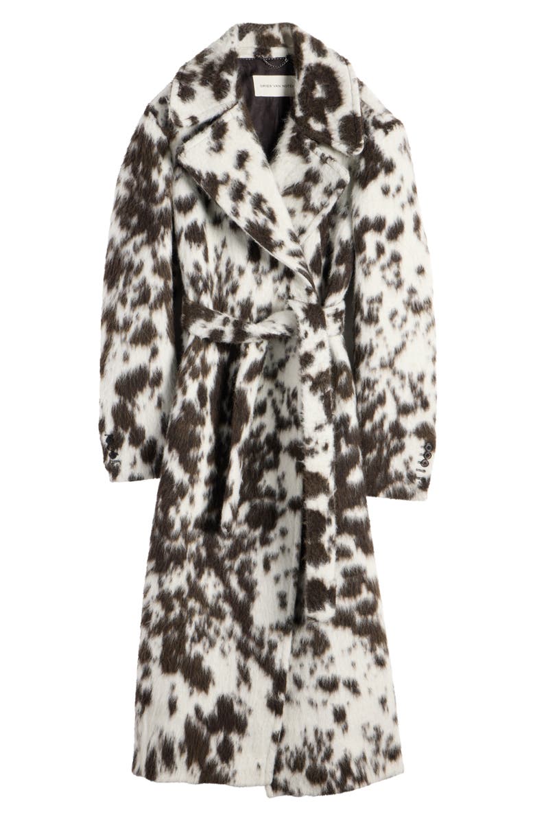 Dries Van Noten Rafaella Cow Print Faux Fur Jacket, Alternate, color, Brown