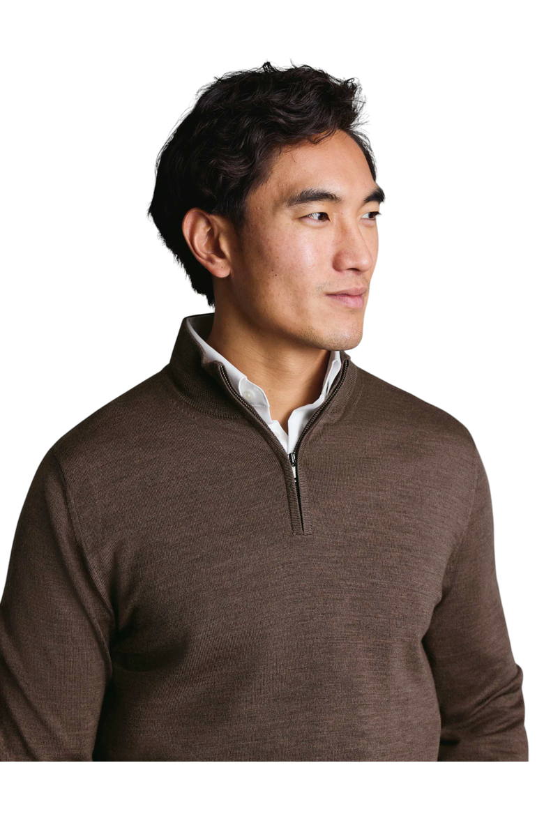 Merino Zip Neck Long Sleeve Sweater, Alternate, color, Mustard