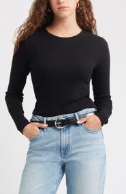 Treasure & Bond Long Sleeve Cotton Blend Rib T-Shirt