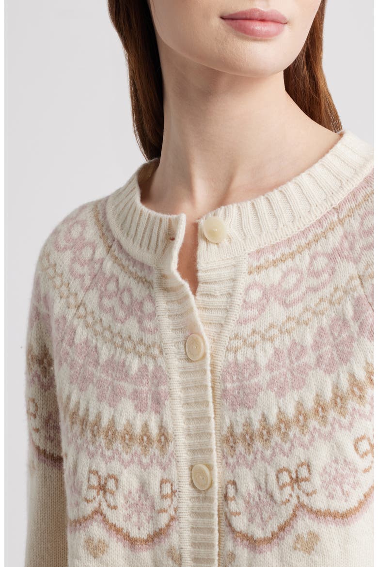 Shantae Fair Isle Merino Wool Cardigan, Alternate, color, PINK CHAMPAGNE