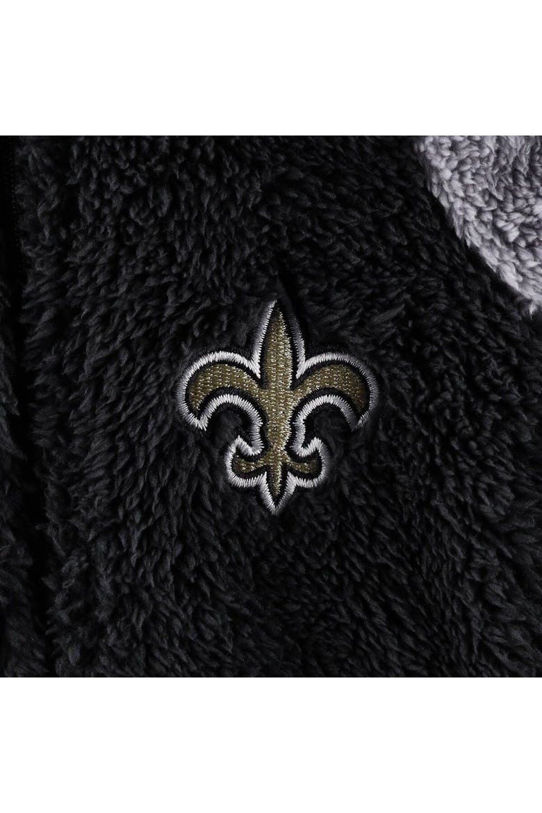 Newborn & Infant Black/Gray New Orleans Saints Game Nap Teddy Fleece Bunting Full-Zip Sleeper, Alternate, color, Black