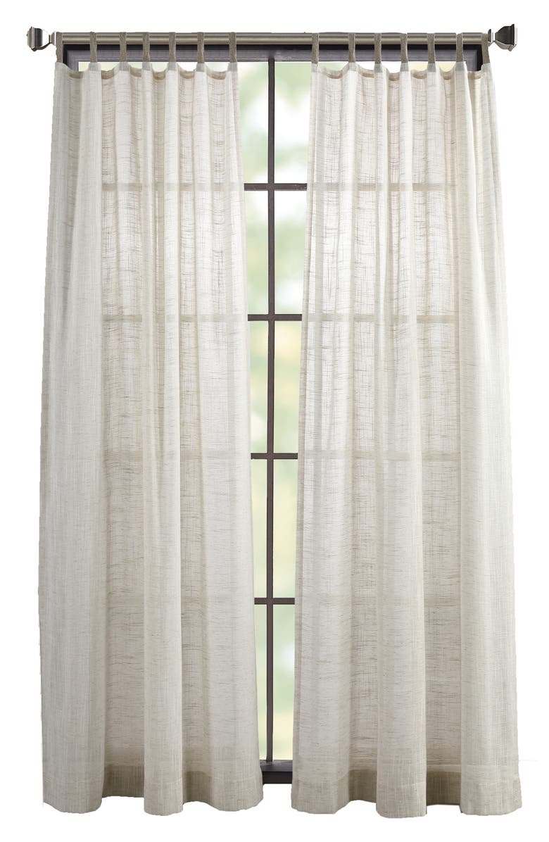 DKNY Set of 2 Classic Sheer Jute Tab Curtain Panels, Main, color,