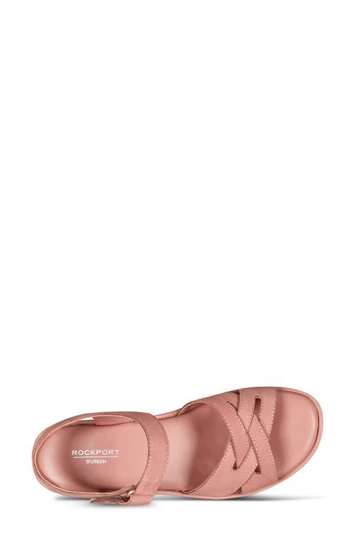 Rockport Women's Amira Strappy Open Toe Casual Wedge Sandals In Medium Pink