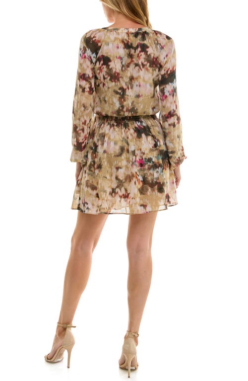 Socialite Long Sleeve Ruffle Tiered Minidress In Brown