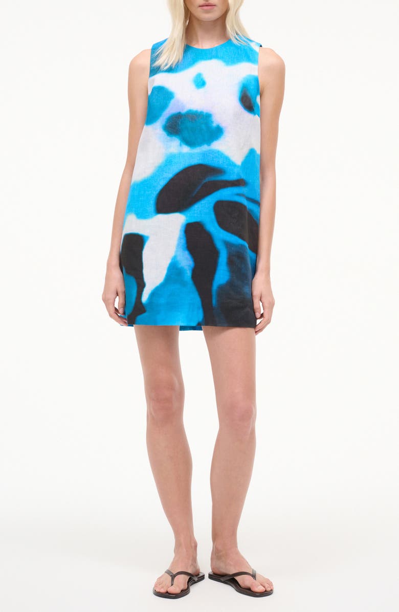 STAUD Brea Linen Dress, Main, color, Blue Haze