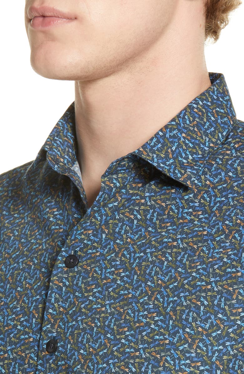 Robert Barakett Holton Dragonfly Short Sleeve Button-Up Shirt, Alternate, color, 