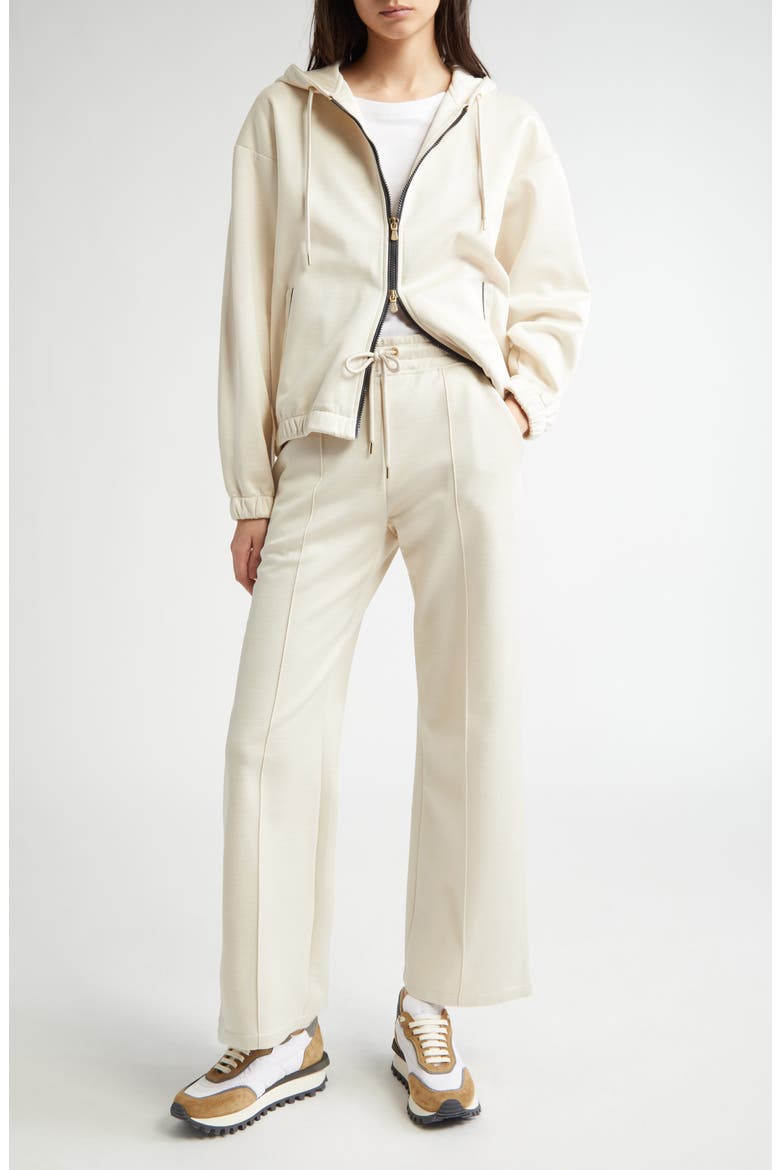 Stretch Cotton & Silk Zip Hoodie, Alternate, color, SAND