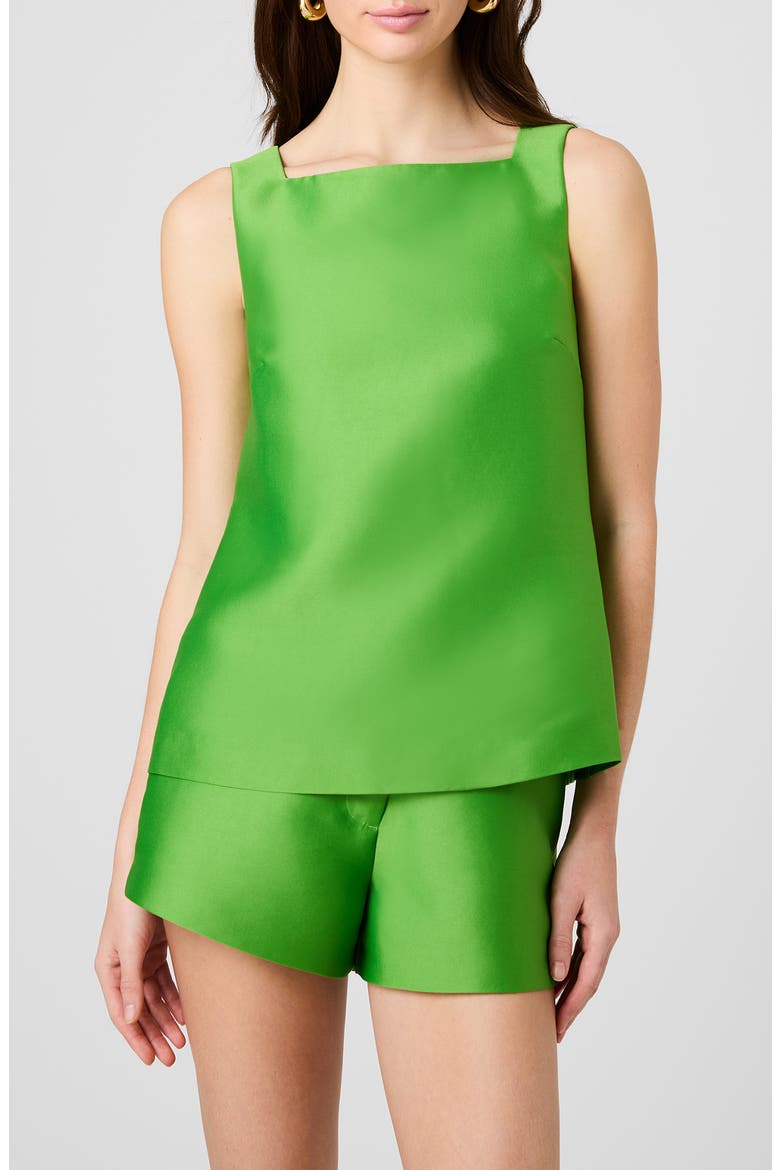 Structured Taffeta Sleeveless A-Line Top, Main, color, BOTANICA GREEN