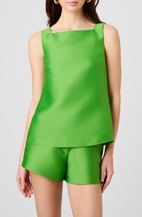 Structured Taffeta Sleeveless A-Line Top