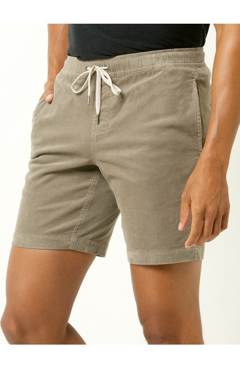 Single Stitch Drawstring Corduroy Shorts, Alternate, color, Tan