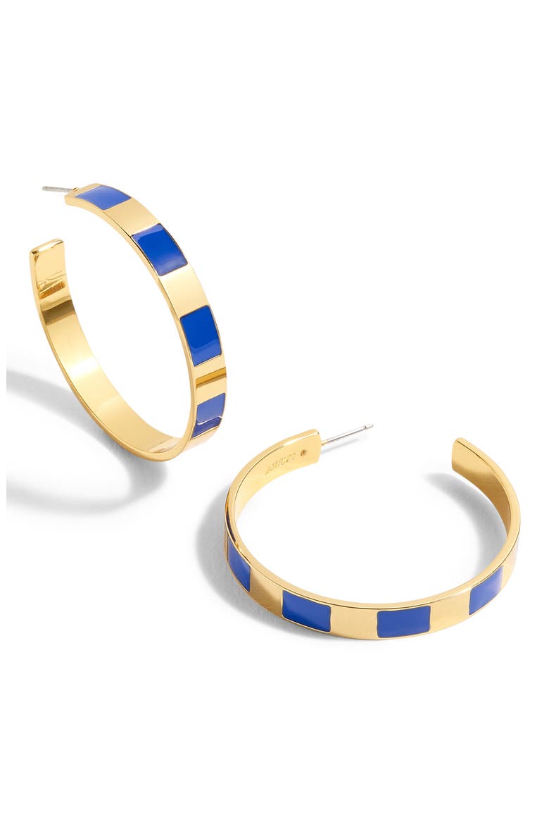 Striped Enamel Hoop Earrings, Main, color, GOLD/ BRILLIANT SAPPHIRE