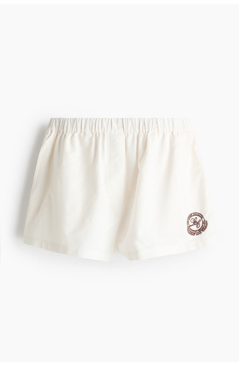H&M Cotton Pull-on Shorts, Main, color, White/The Lounge Collective