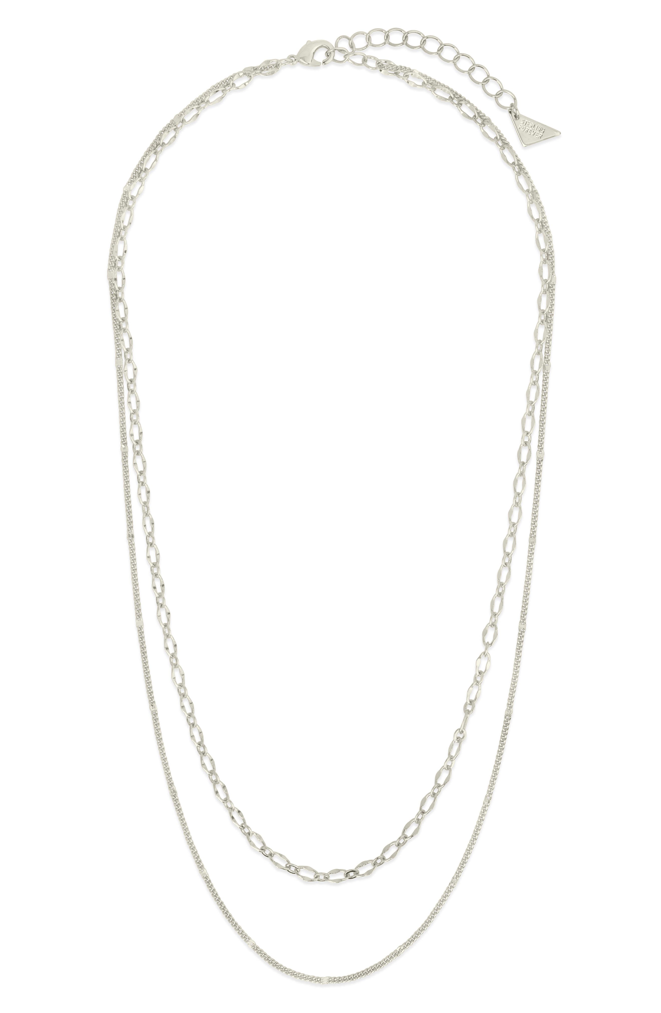 Sterling Forever Serenity Mixed Chain Necklace