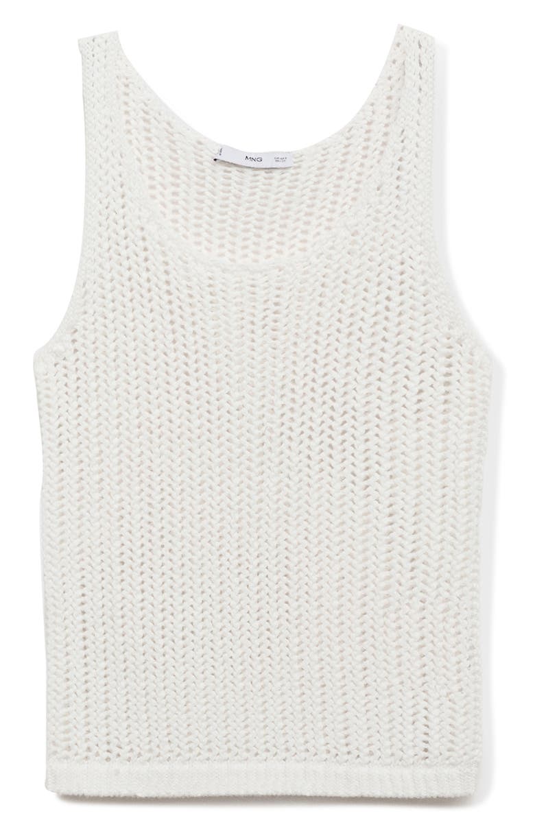 MANGO Semisheer Crochet Tank Top, Alternate, color, Off White