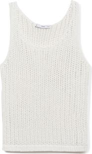 MANGO Semisheer Crochet Tank Top
