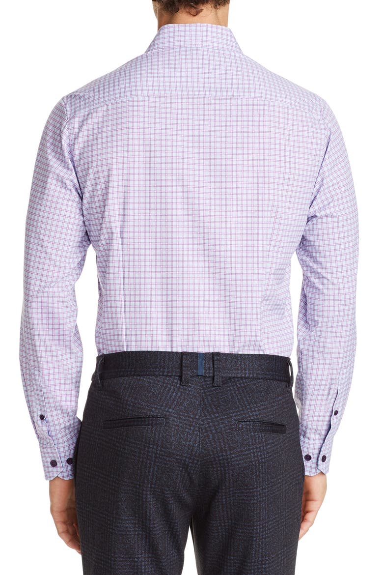 Trim Fit Check Performance Dress Shirt, Alternate, color, PURPLE