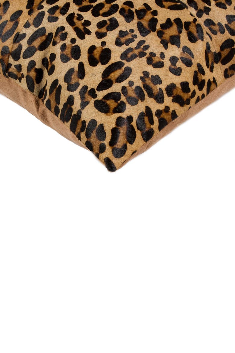 2-Pack Torino Quattro Genuine Cowhide Pillow 18" x 18" - Leopard, Alternate, color, LEOPARD