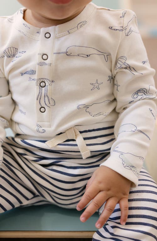 Pehr Henley Organic Cotton Bodysuit In Blue