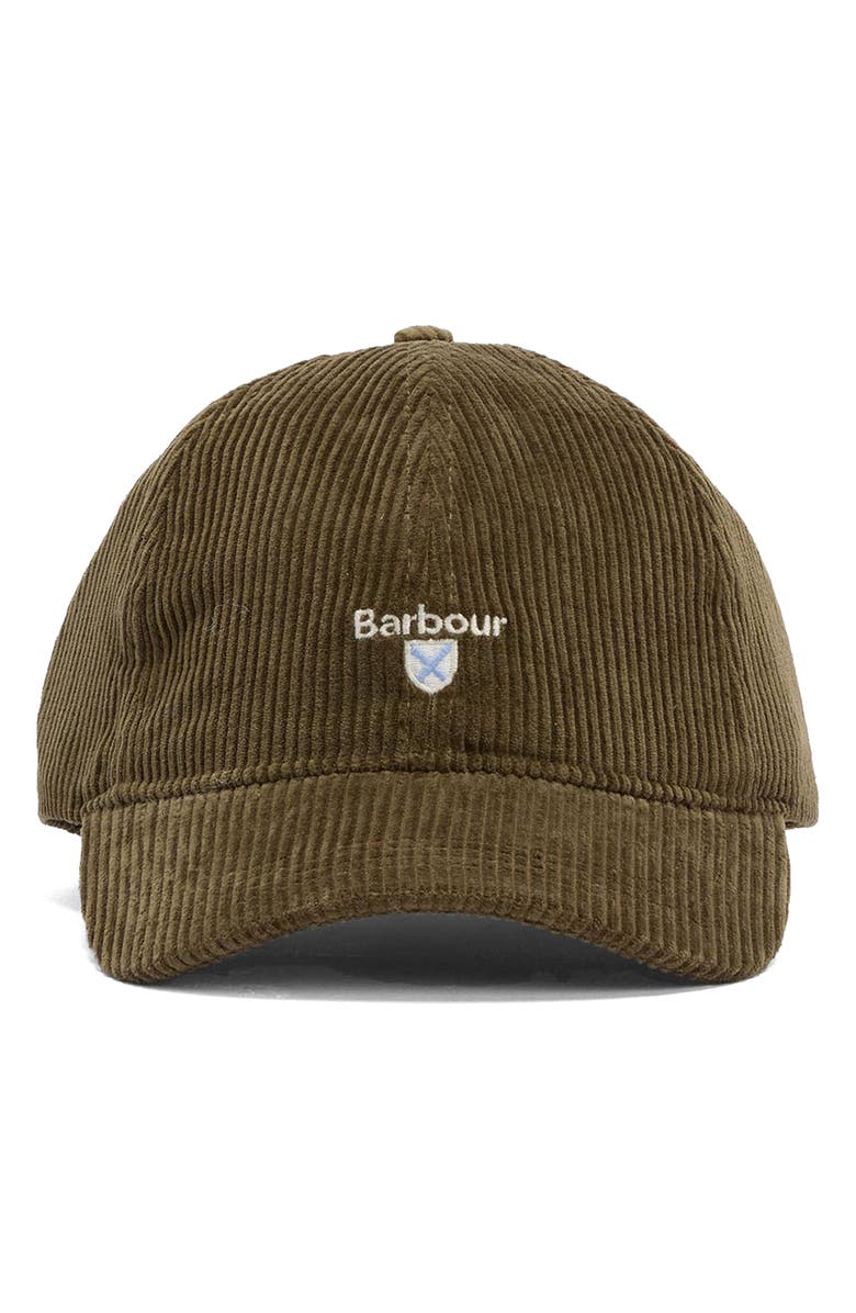 Barbour Preston Adjustable Corduroy Baseball Cap, Alternate, color, Olive