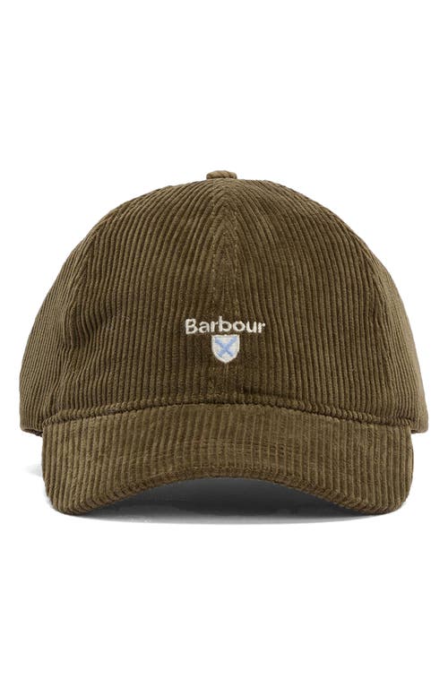 Barbour Preston Adjustable Corduroy Baseball Cap In Green