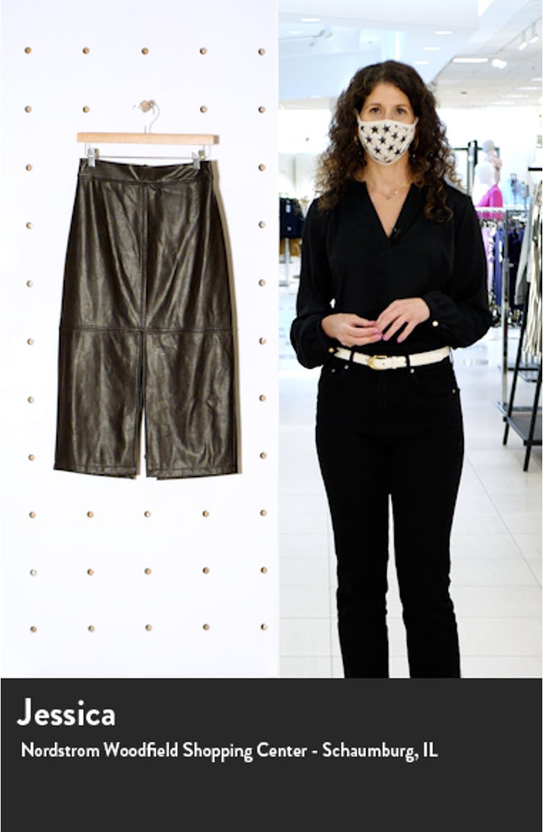 Moss Front Slit Faux Leather Skirt, sales video thumbnail