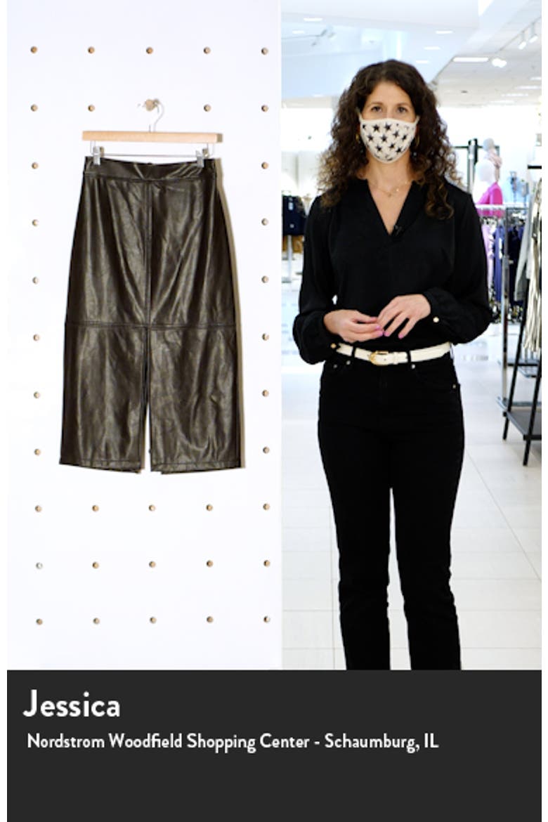 Moss Front Slit Faux Leather Skirt video