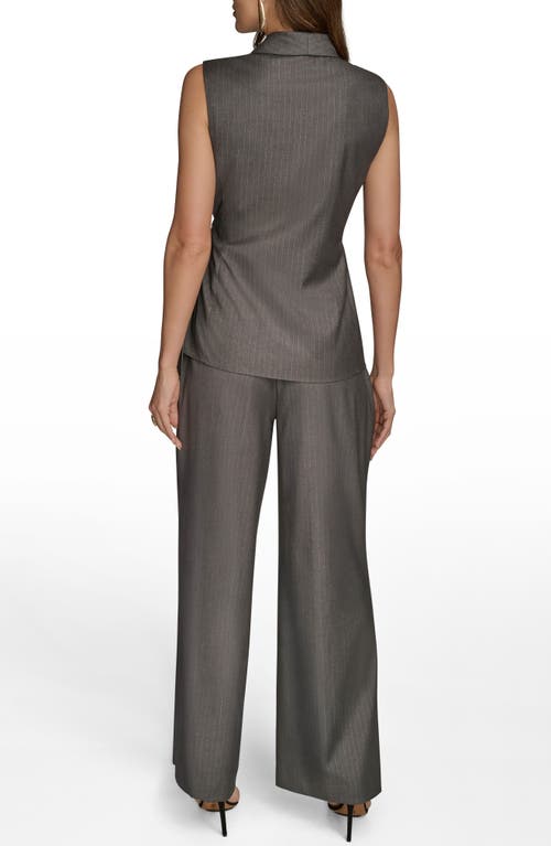 Donna Karan New York Pinstripe Wrap Vest In Gray