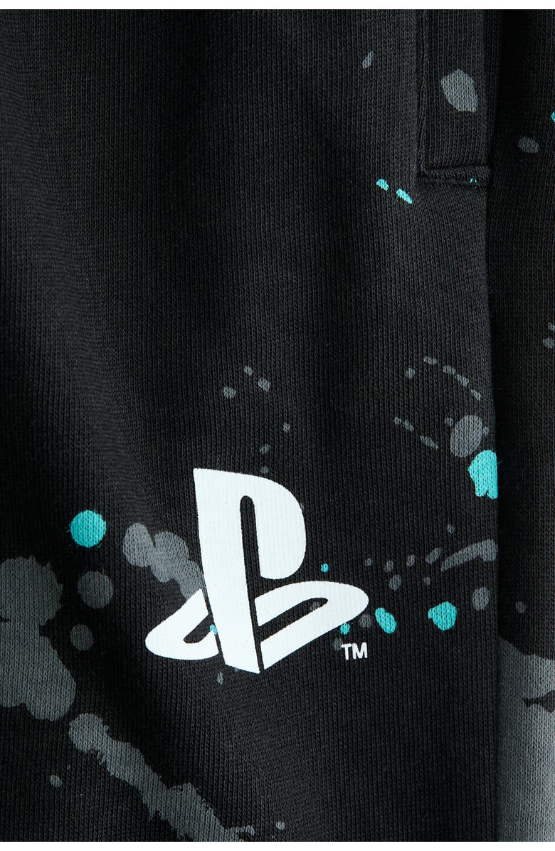 H&M Printed Brushed-inside Joggers, Alternate, color, Black/Playstation