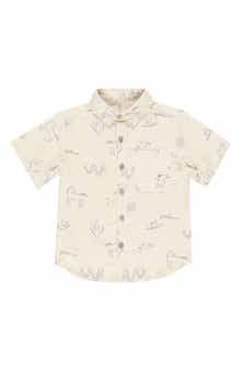 Rylee + Cru Kids' Print Linen Blend Button-Up Shirt