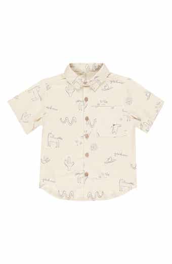 Rylee + Cru Kids' Print Linen Blend Button-Up Shirt