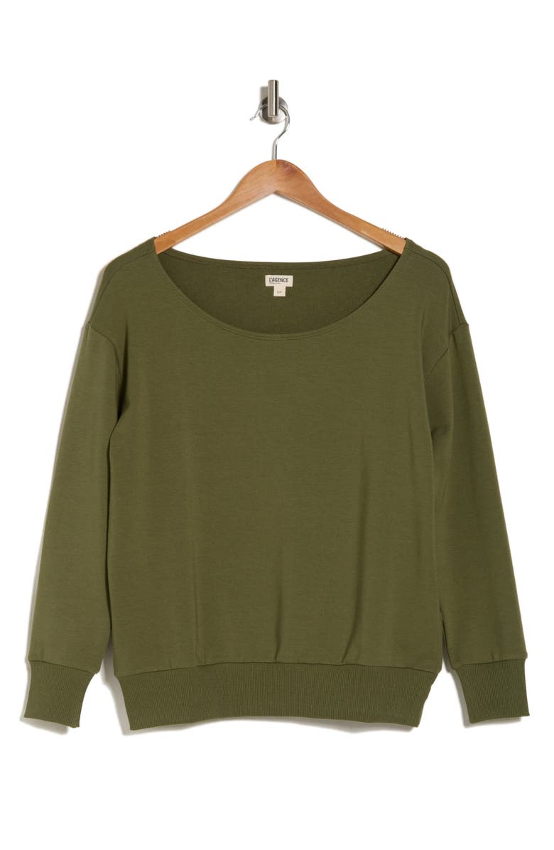 L'AGENCE Kimora One-Shoulder Top, Alternate, color, Olive