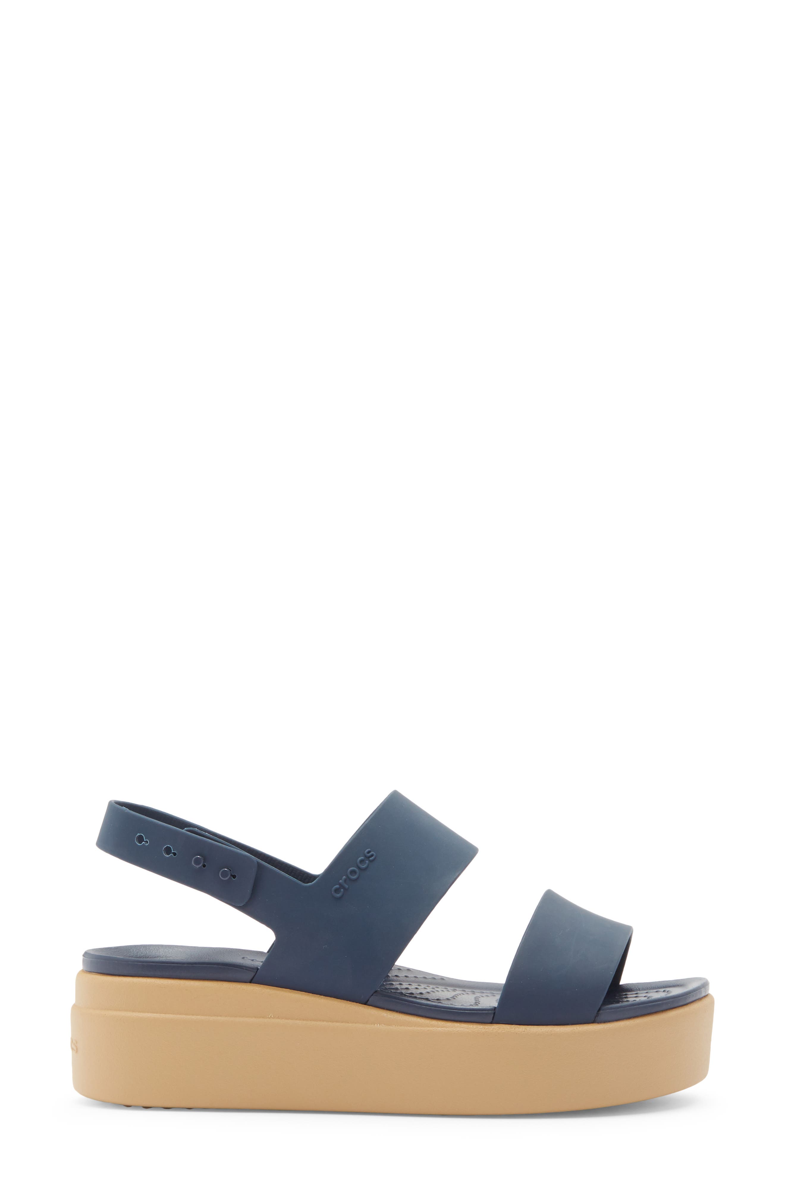 CROCS <sup>™</sup> Brooklyn Wedge Sandal, Alternate, color, Navy/ Tan