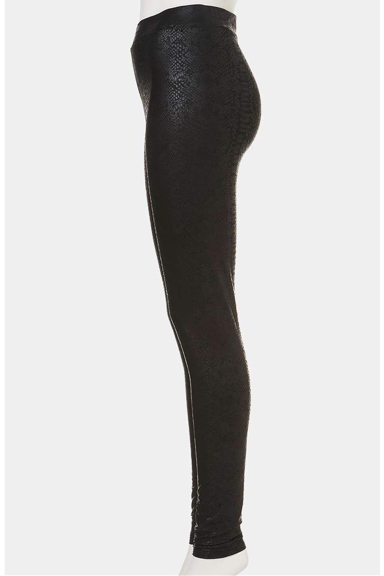 Snake Print Faux Leather Leggings, Alternate, color, BLACK
