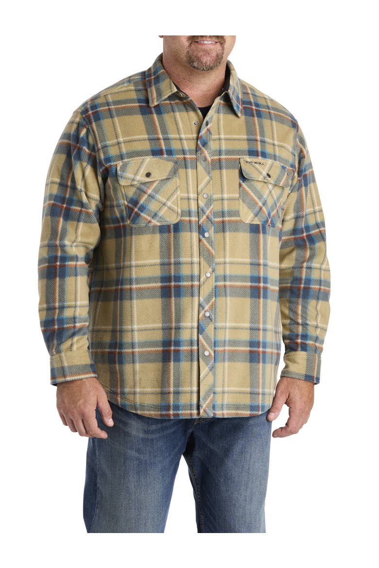 Big & Tall Glacier Plaid Superfleece Flannel Shirt Jacket, Alternate, color, TWILL