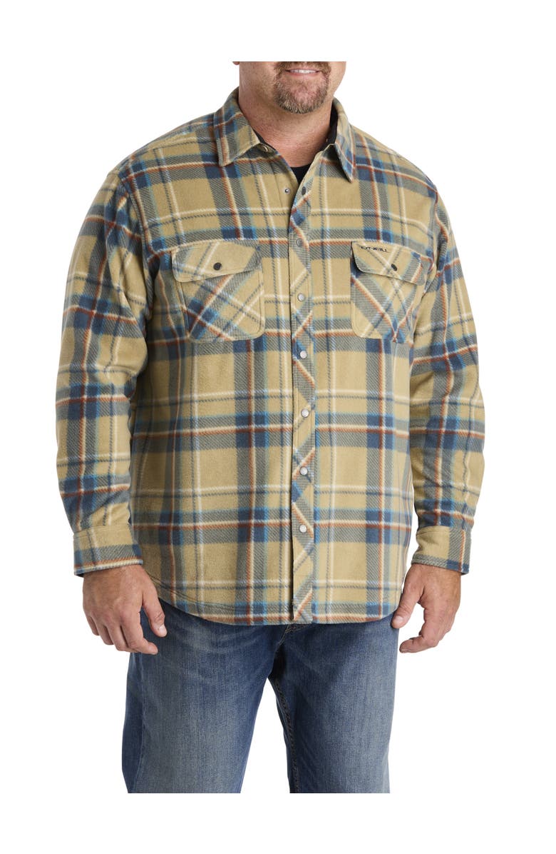 O'Neill Big & Tall Glacier Plaid Superfleece Flannel Shirt Jacket, Alternate, color, Twill