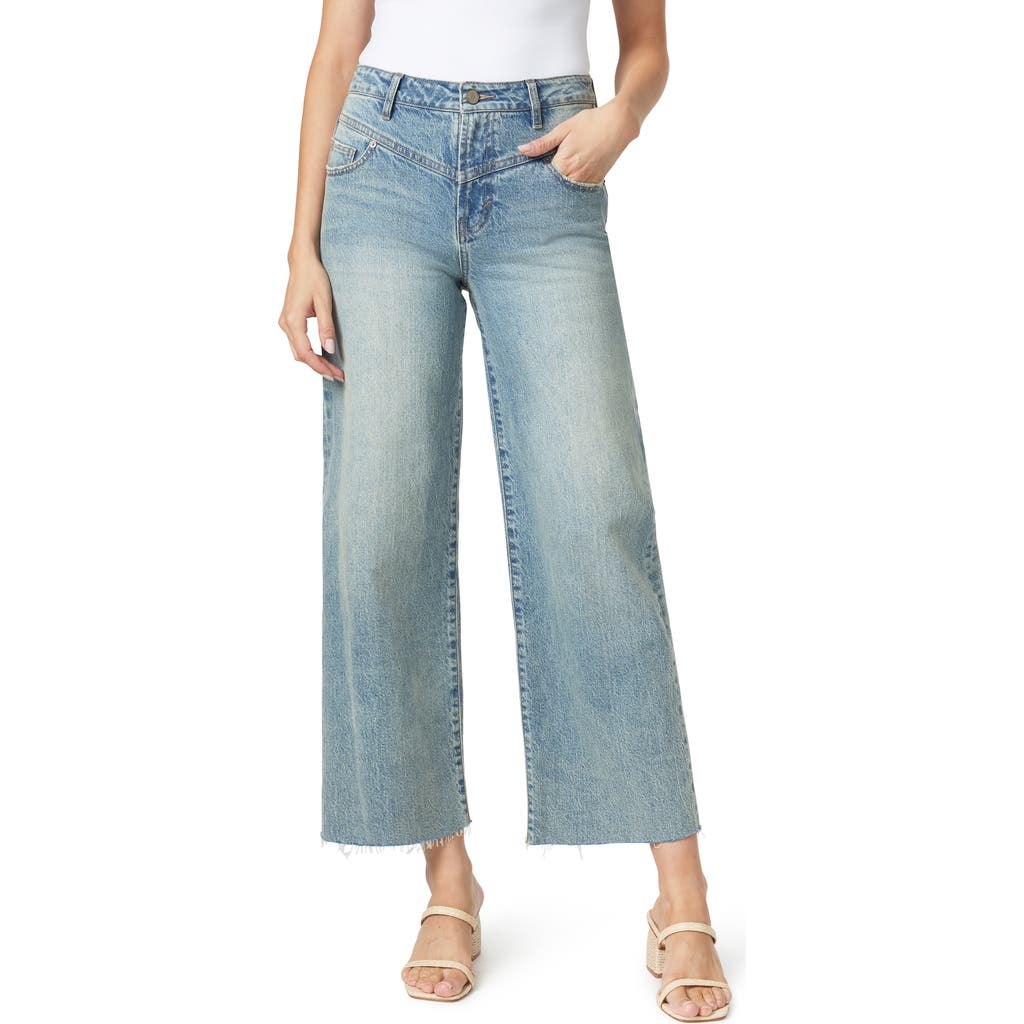 Shop Habitual Front Yoke High Waist Raw Hem Wide Leg Jeans In Sky