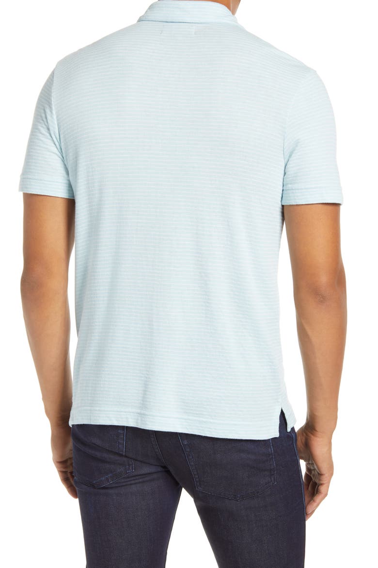 Pinstripe Short Sleeve Polo, Alternate, color, BLUE ORYDALIS WHITE STRIPE