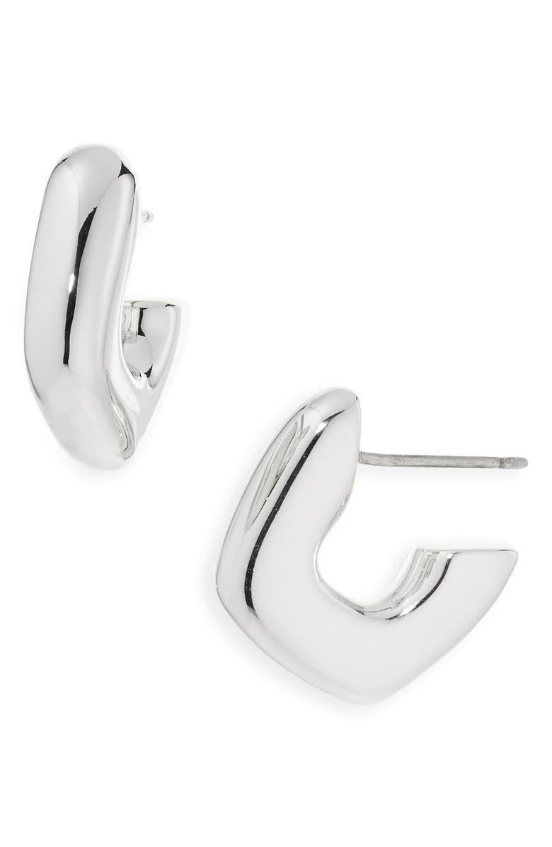 Madewell Sculptural Huggie Hoop Earrings, Main, color, Light Silver Ox