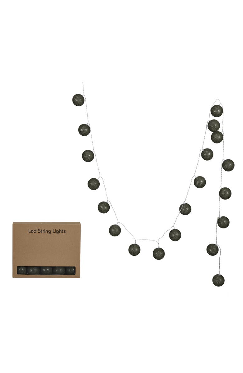 Storied Home Fabric String Ball Lights with Plastic Cord and 20 Lights, Green, Main, color, Green