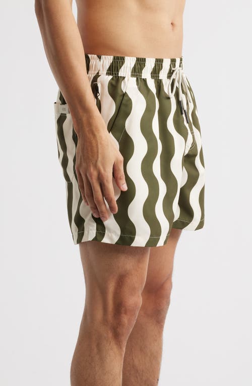 Shop Oas Forest Waver Swim Trunks In Green