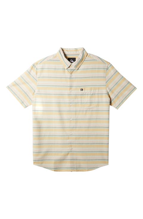 Oxford Stripe Short Sleeve Button-Up Shirt