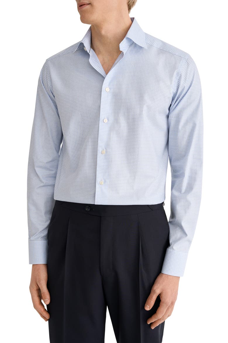 Slim Fit Checked Shirt, Main, color, LIGHT BLUE