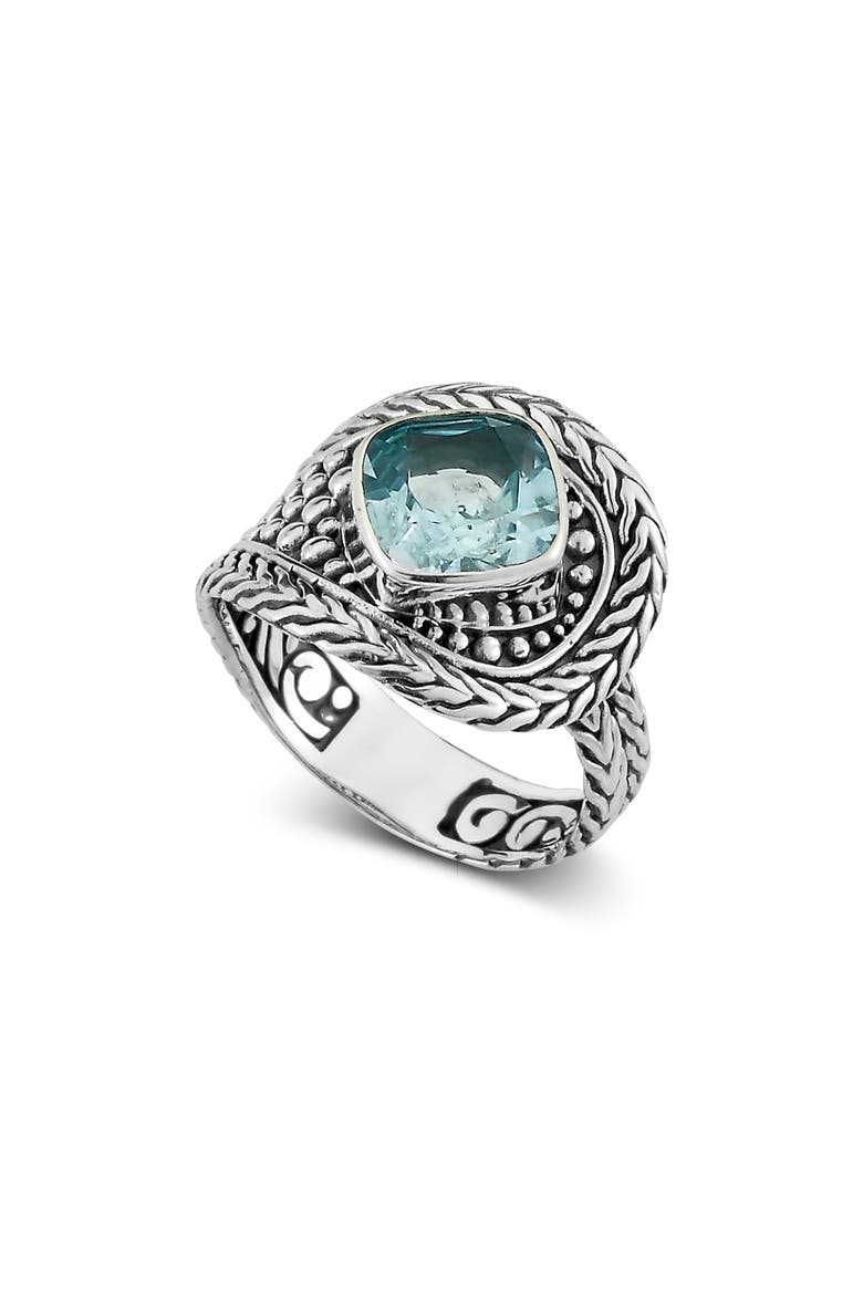 Cushion Cut Filigree Ring, Main, color, BLUE